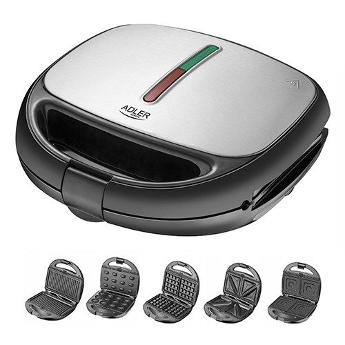 Adler AD 3040 Sandwich Maker 1200 W Black Grey