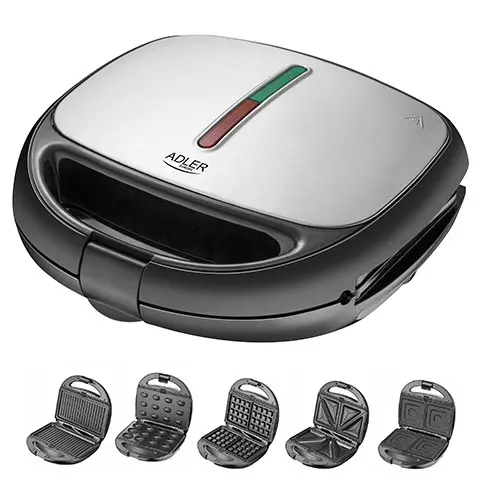 Adler AD 3040 Sandwich Maker 1200 W Black Grey