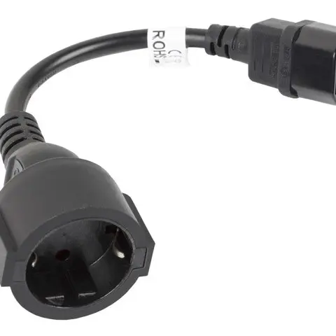 Lanberg CA-C14E-10CC-0018-BK power cable Black 0.18 m C14 coupler