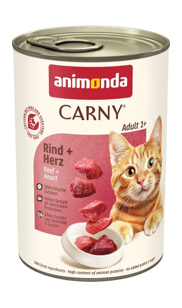 ANIMONDA Carny Adult Beef And Hearts - Wet Cat Food - 400g