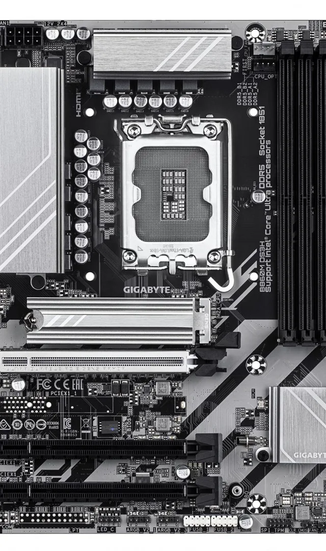 GIGABYTE B860M DS3H Motherboard - Intel Core Ultra Series CPUs, 5+1+2+1 Phases VRM, up to 9066MHz DDR5, 1xPCIe 5.0 + 1xPCIe 4.0 M.2, 2.5GbE LAN, USB 3.2 Gen 2