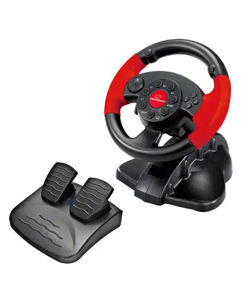 Xlyne EG103 Gaming Controller Steering Wheel PC Playstation 2 Playstation 3 Digital Black Red