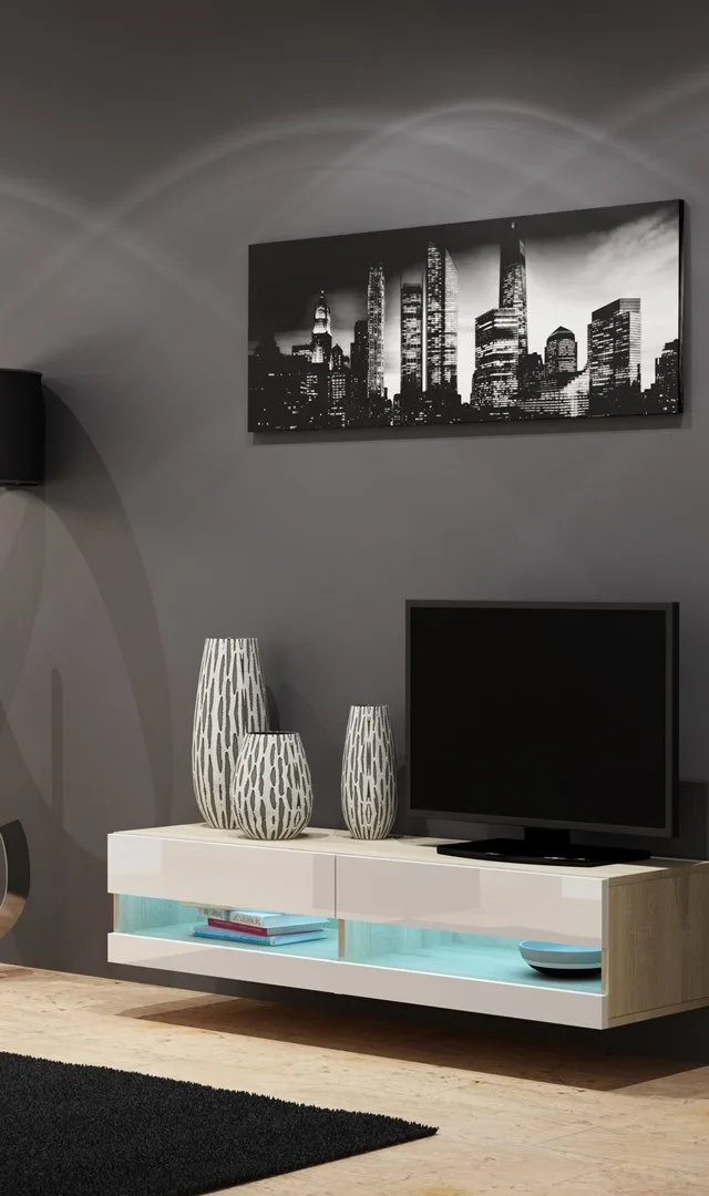 Cama TV Stand VIGO NEW 30/140/40 Sonoma/White Gloss