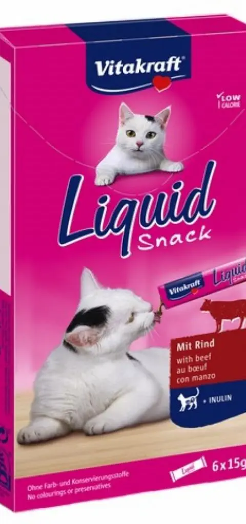 VITAKRAFT Cat Liquid-Snack With Beef - Cat Treats - 6 X 15g