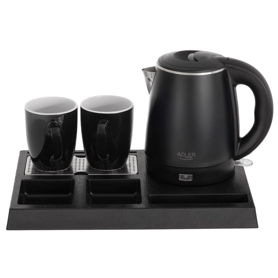Adler AD 1387 Hotel Kettle Stainless Steel 1 L Tray With Cups Black