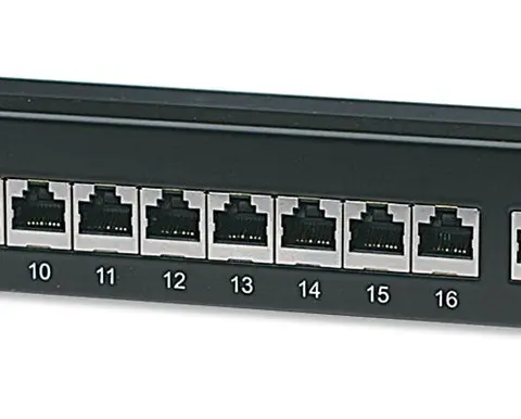 Intellinet Patch Panel, Cat6, FTP, 24-Port, 1U, Shielded, 90° Top-Entry Punch-Down Blocks, Black