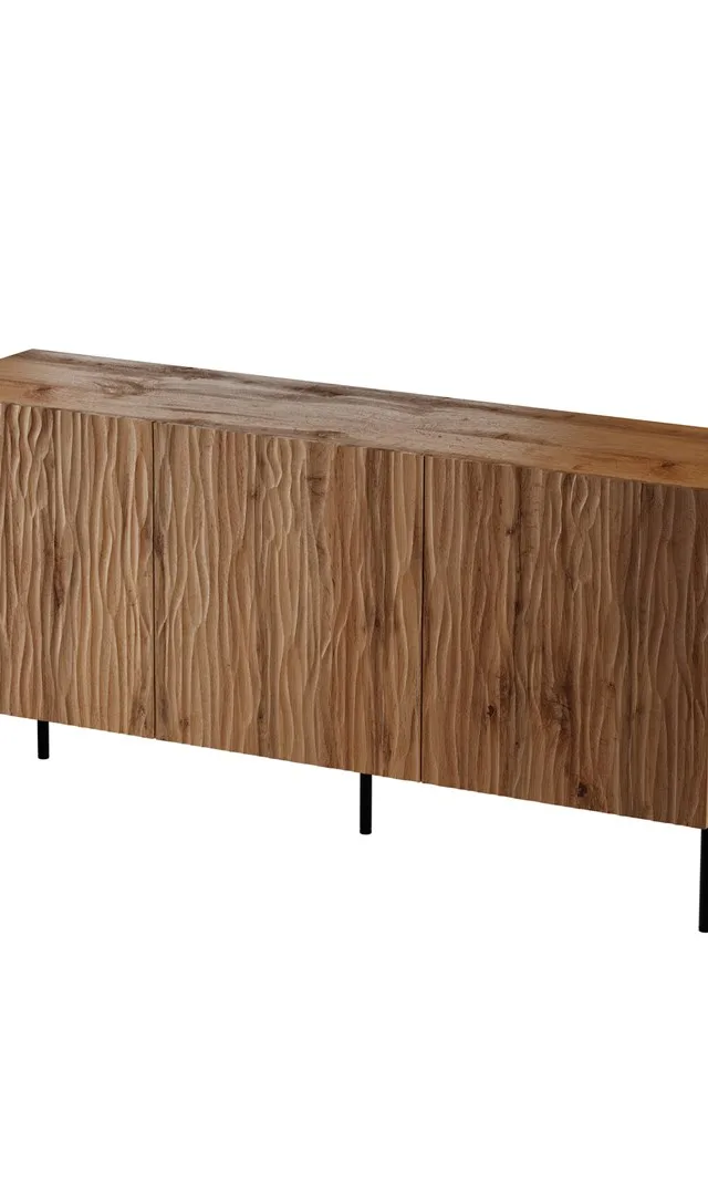 JUNGLE Chest Of Drawers 152x40.5x74.5 Oak Wotan Black Legs