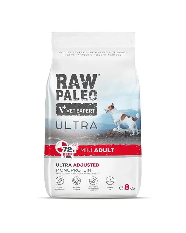 VETEXPERT Raw Paleo Ultra Mini Adult Beef - Dry Dog Food - 8 Kg
