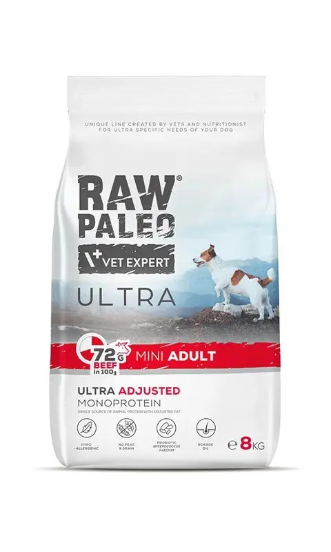 VETEXPERT Raw Paleo Ultra Mini Adult Beef - Dry Dog Food - 8 Kg