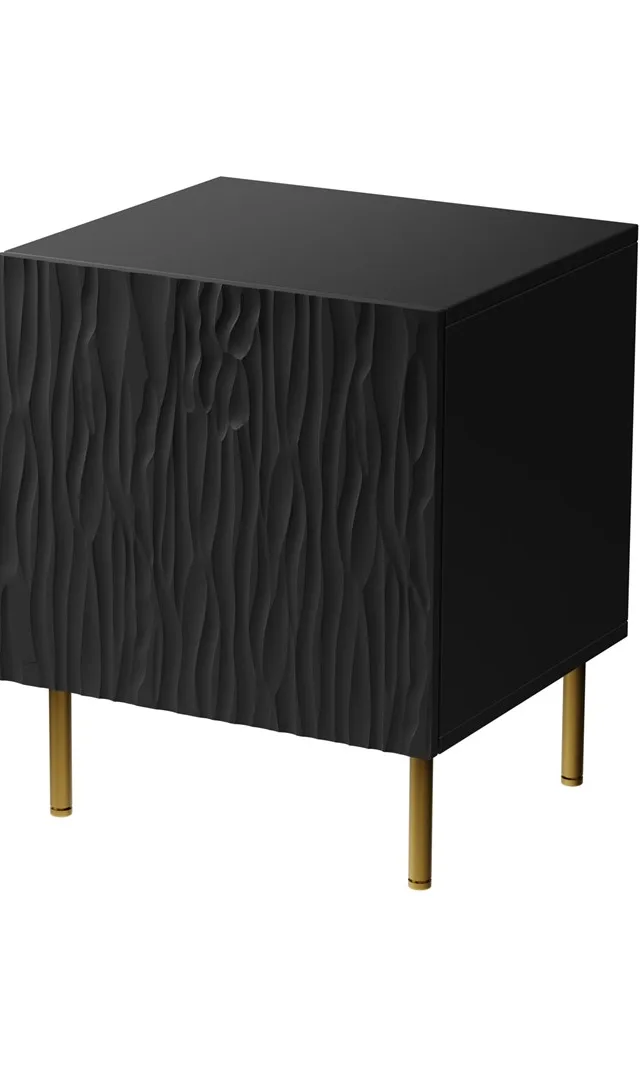 Bedside Table 2 Pcs. JUNGLE 53.5x40.5x44 Black Matt Golden Legs