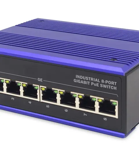 8 Port Gigabit Ethernet Network PoE Switch, Industrial, Unmanaged