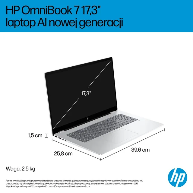 HP OmniBook 7 Next Gen AI 17-DC0073CL Copilot PC Intel Core Ultra 7 258V Laptop 43.9 Cm (17.3 ) Full HD Touchscreen 32 GB LPDDR5x-SDRAM 1 TB SSD NVIDIA GeForce RTX 4050 Wi-Fi 6E (802.11ax) Windows 11 Home Silver New Repack/Repacked
