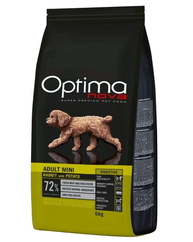 OPTIMANOVA Adult Mini Digestive Rabbit Potato - Dry Dog Food - 6kg