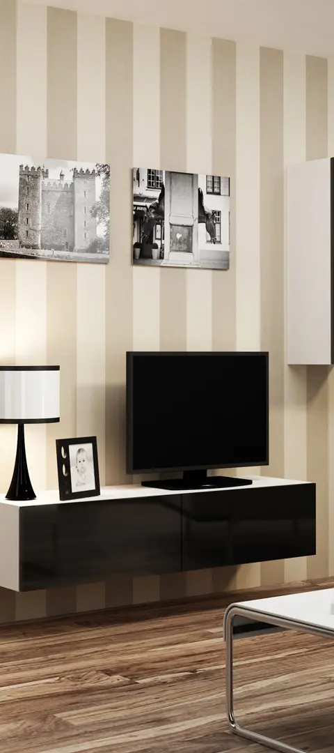 Cama Living Room Cabinet Set VIGO 8 White/Black Gloss