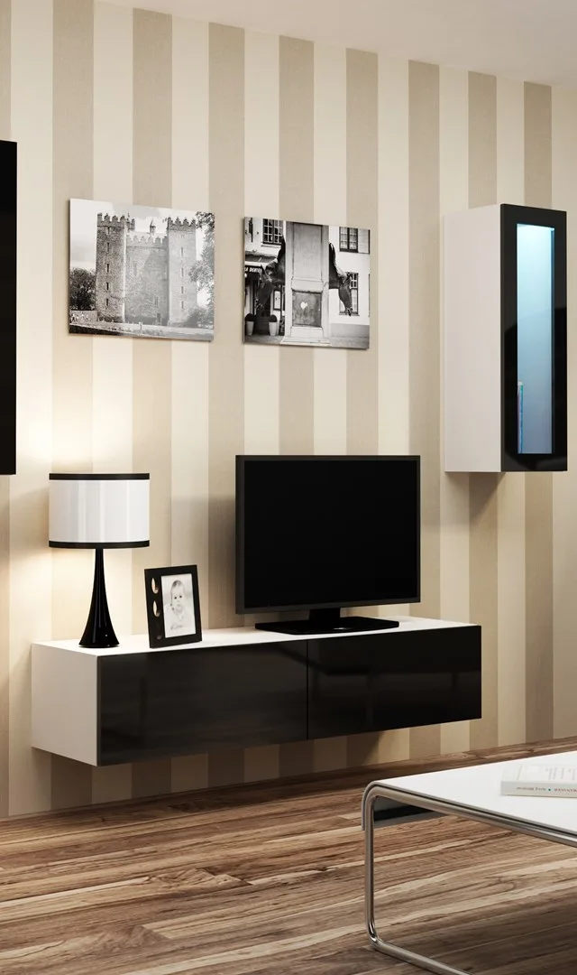 Cama Living Room Cabinet Set VIGO 8 White/Black Gloss