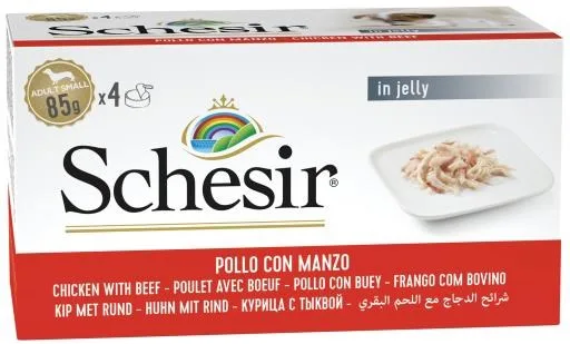 SCHESIR Chicken With Beef In Jelly - Wet Dog Food - 4 X 85g