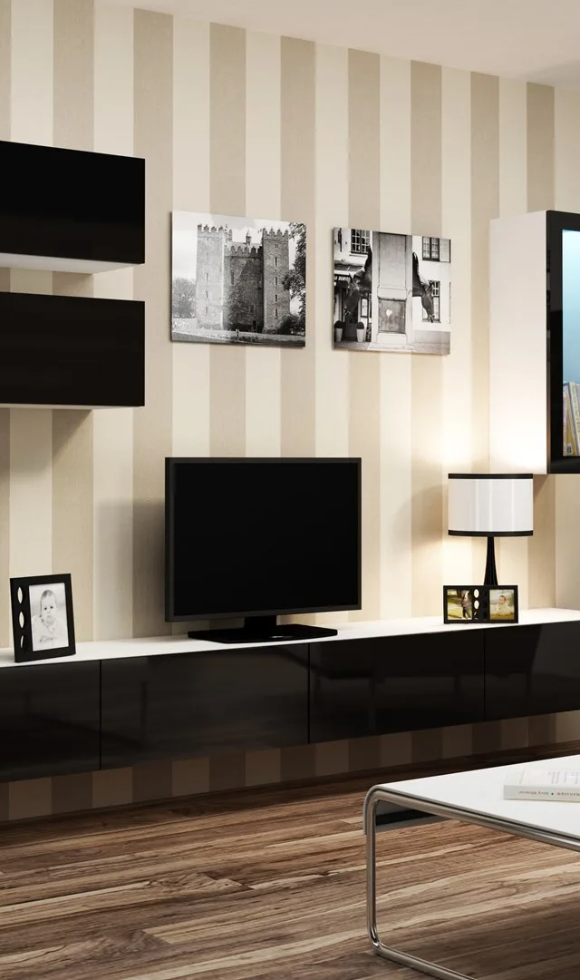 Cama Living Room Cabinet Set VIGO 12 White/Black Gloss