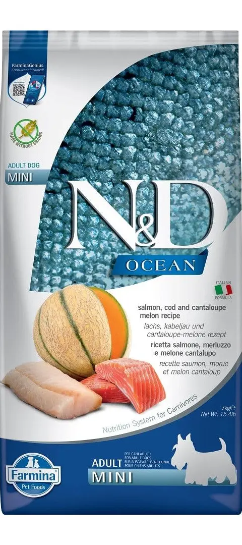 FARMINA N D Ocean Dog Salmon Cod Cantaloupe Melon Adult Mini - Dry Dog Food - 7 Kg