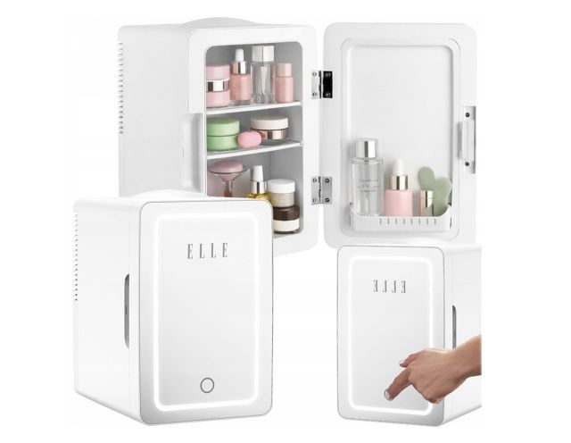 Mini Fridge With LED Make-Up Mirror ELLE 4L White