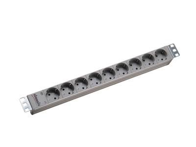 BACHMANN 19"-Steckdosenleiste ALU 1HE, 9-Fach 35, Grau, 2,0m, Ohne Switch