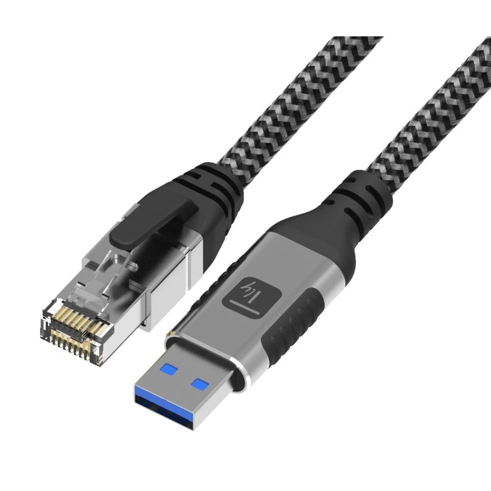 Techly ICOC U3A-RJ45-010 Networking Cable Black Silver 1 M Cat6 F/UTP (FTP)
