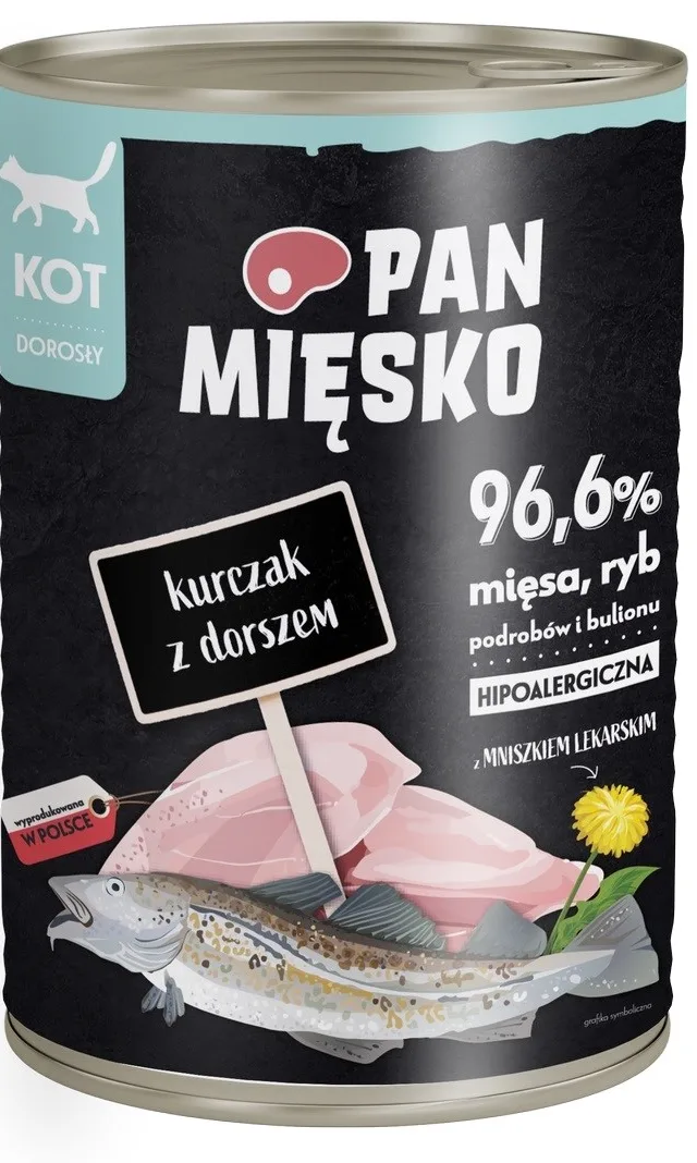 PAN MIĘSKO Chicken With Cod - Wet Cat Food - 400g