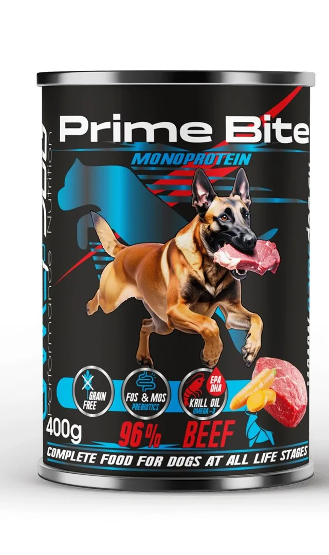 PRIME BITE Monoprotein Beef With Carrots - Wet Dog Food - 400g
