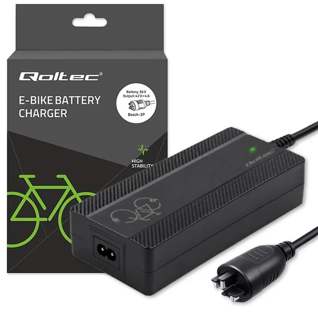 Qoltec Szybka Ładowarka do roweru skutera elektrycznego 36V | 42V | 4A |wtyczka Bosch + kabel zasilający