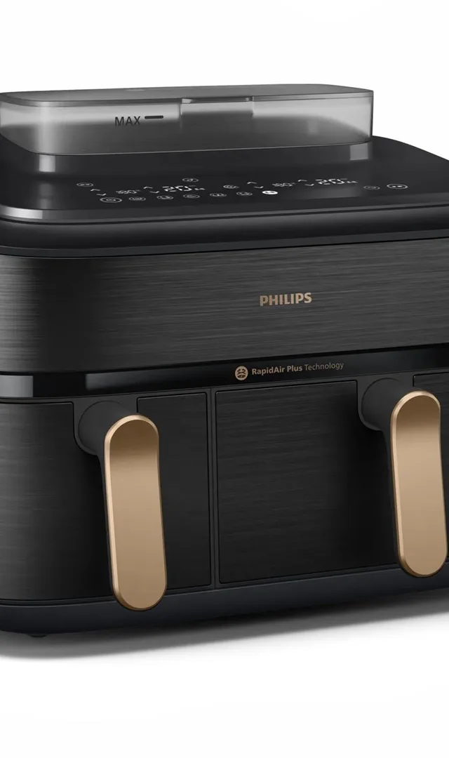 Philips 5000 series NA552/00 fryer Double 9 L Stand-alone 2750 W Hot air fryer Black, Gold
