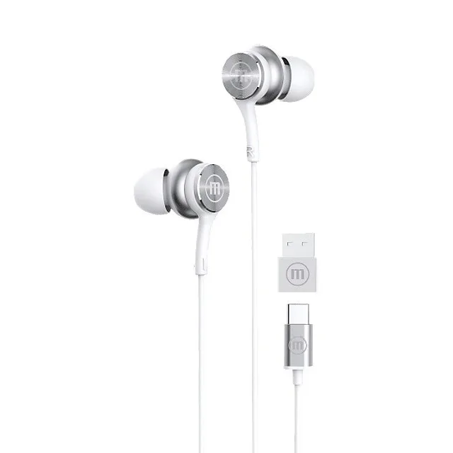 Maxell XC1 USB-C Wired Headphones With USB-A Adapter White
