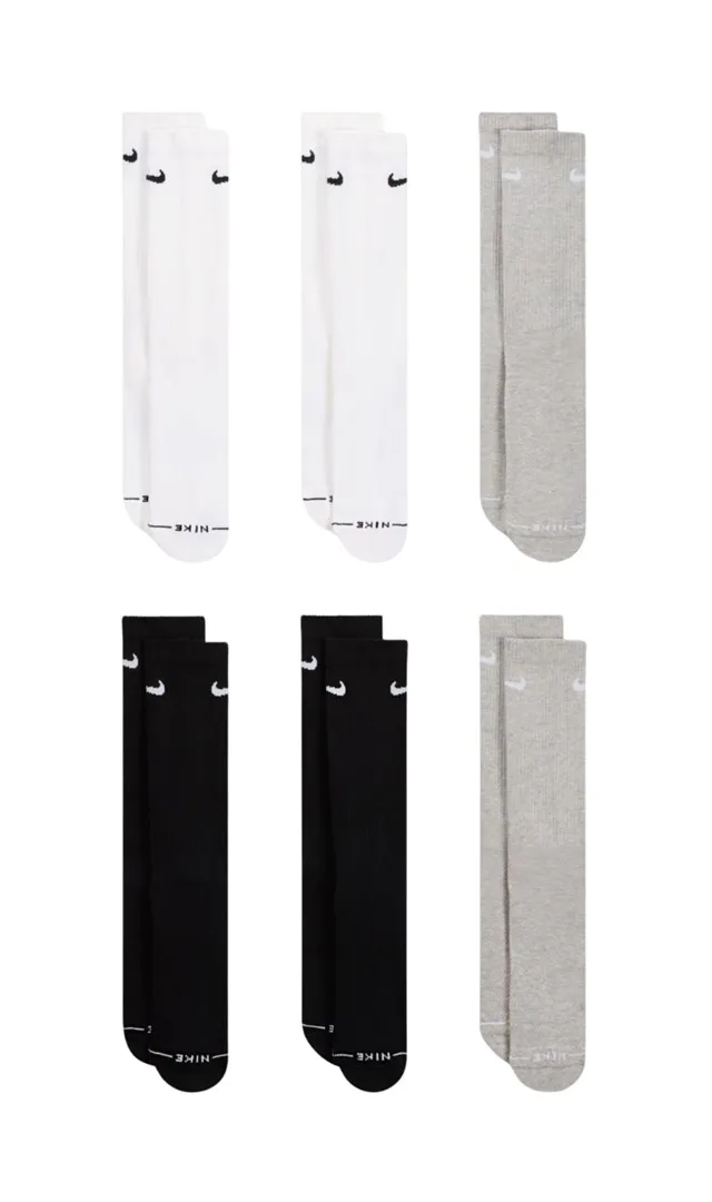 Skarpety Nike Everyday Elevated 6 par białe, czarne, szare HQ8021 903 35-37,5
