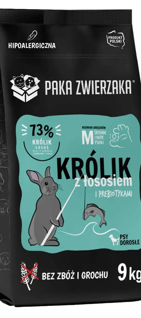 PAKA ZWIERZAKA Rabbit With Salmon M - Dry Dog Food - 9kg