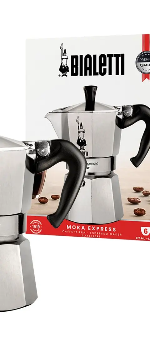Bialetti Moka Express - Silver - Aluminium - FüR 6 Tassen