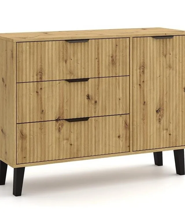 SCANDI 1D3S SLIM OAK ARTISAN CHEST OF DRAWERS