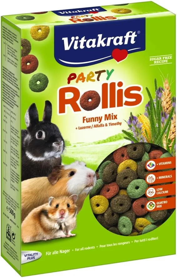 VITAKRAFT Party Rollis Funny Mix - Treat For Rodents And Rabbits - 500g