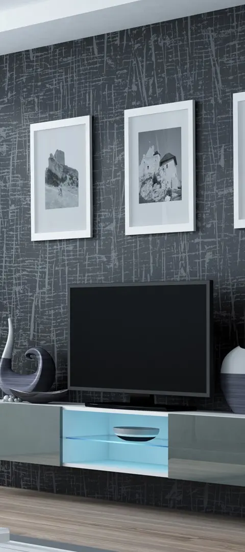 Cama TV Stand VIGO GLASS 30/180/40 White/Grey Gloss