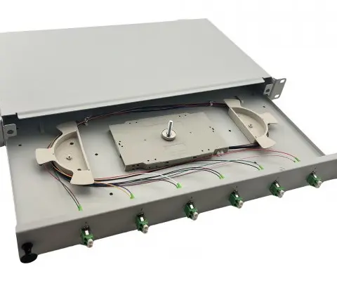 Helos LWL 19" Spleissbox 6 X LC/APC Duplex OS2, Spleifertig, Grey