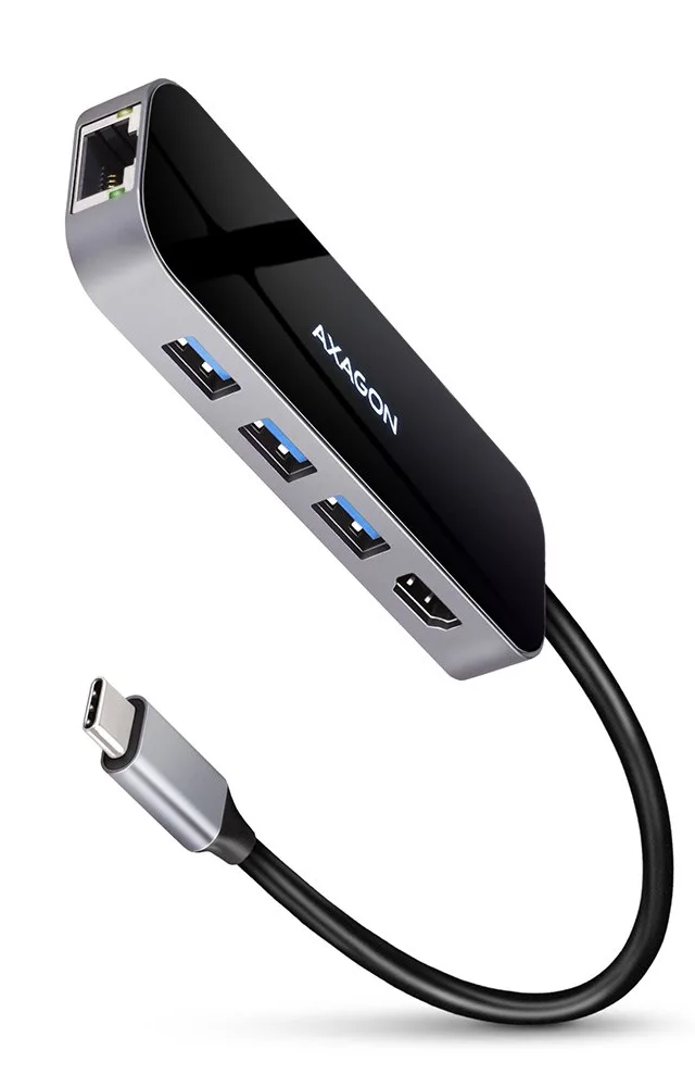 Axagon HMC-6GL laptop dock/port replicator USB 3.2 Gen 1 (3.1 Gen 1) Type-C Black, Grey