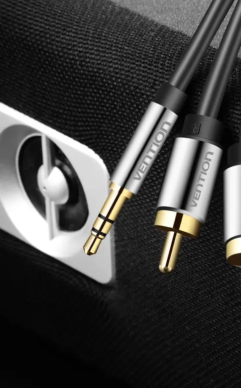 Vention 3.5mm Male to 2RCA Male Audio Cable 3M Black Metal Type