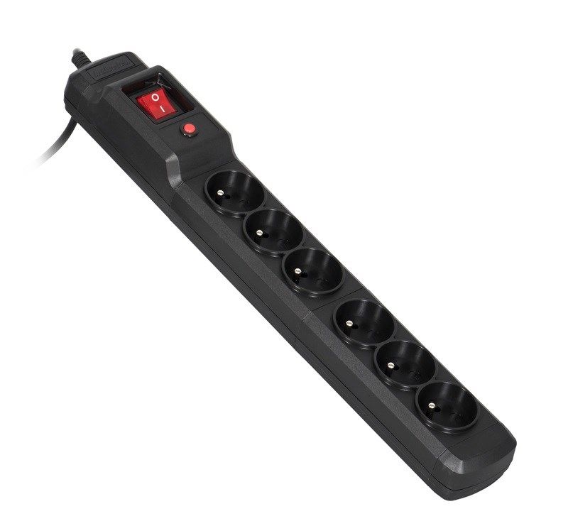 Activejet COMBO 6GN 5M Black Power Strip With Cord