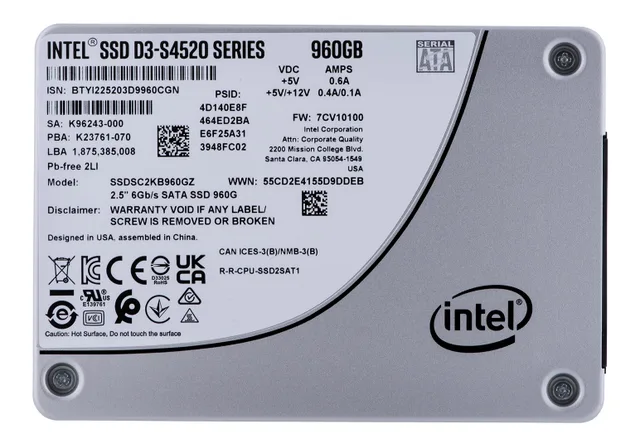 D3 SSDSC2KB960GZ01 internal solid state drive 960 GB 2.5" Serial ATA III TLC 3D NAND