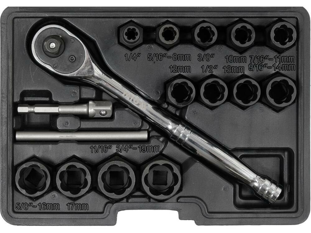 Yato YT-05897 Screw/Bolt Extractor 16 Pc(S)