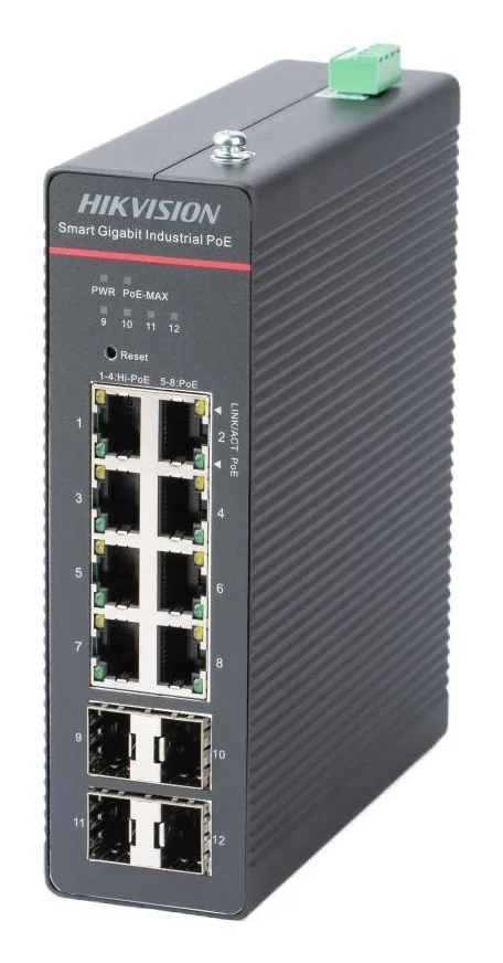 Hikvision DS-3T1512HP-SI-8P4F network switch Managed Gigabit Ethernet (10/100/1000) Power over Ethernet (PoE) Black