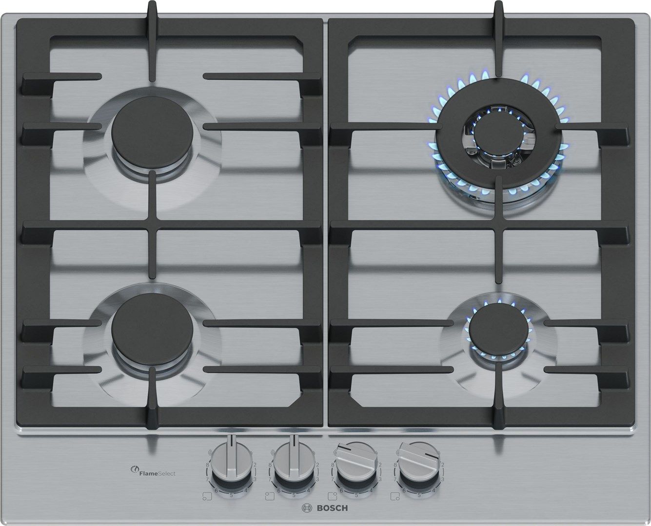 Bosch Serie 6 PCH6A5I90 Hob Stainless Steel Built-In 60 Cm Gas 4 Zone(S)