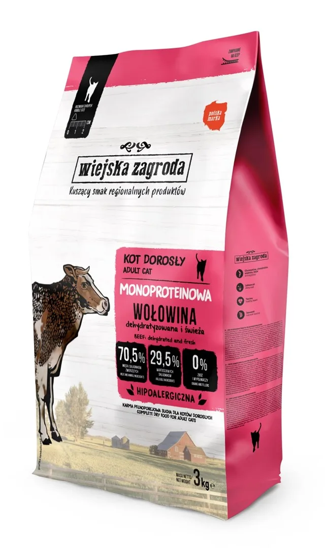 WIEJSKA ZAGRODA Monoprotein Beef - Dry Cat Food - 3kg