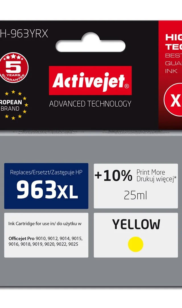 Activejet AH-963YRX ink for HP printers, Replacement HP 963XL 3JA29AE; Premium; 1760 pages; yellow