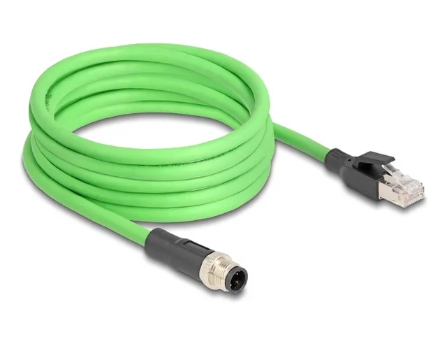 DeLOCK M12 Cable D-Coded 4 Pin Male To RJ45 Male PUR (TPU) 5 M