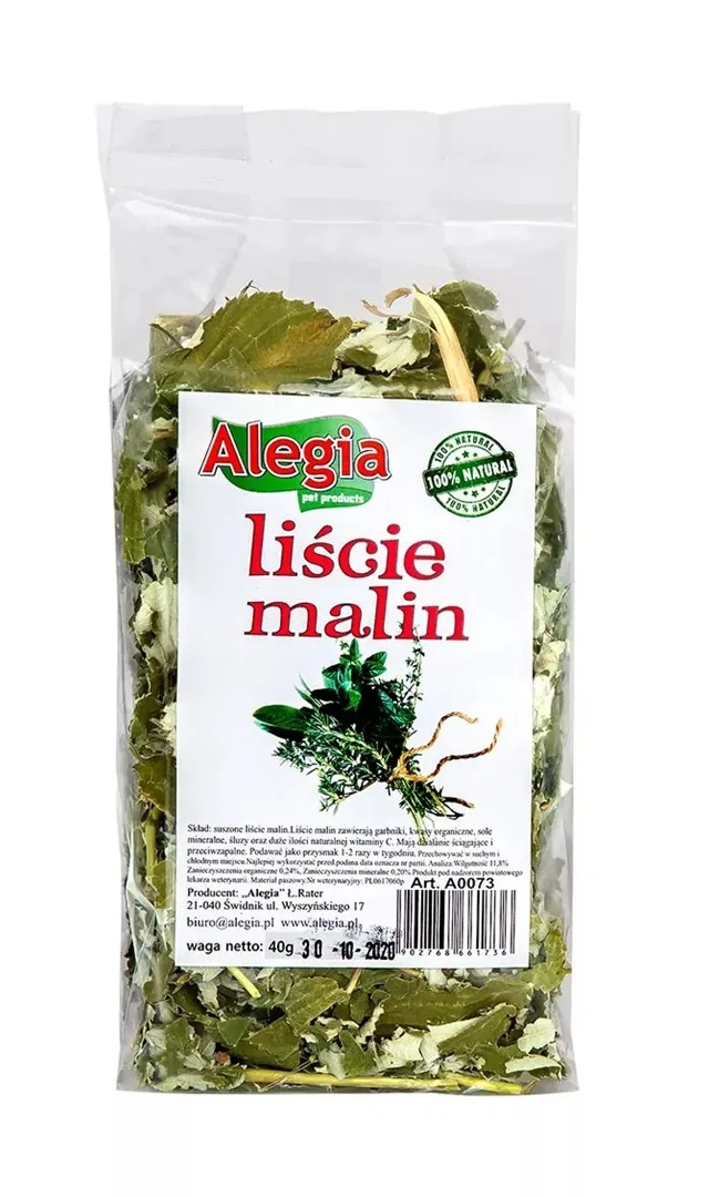 ALEGIA Raspberry Leaves - Treat For Rodents And Rabbits - 40g