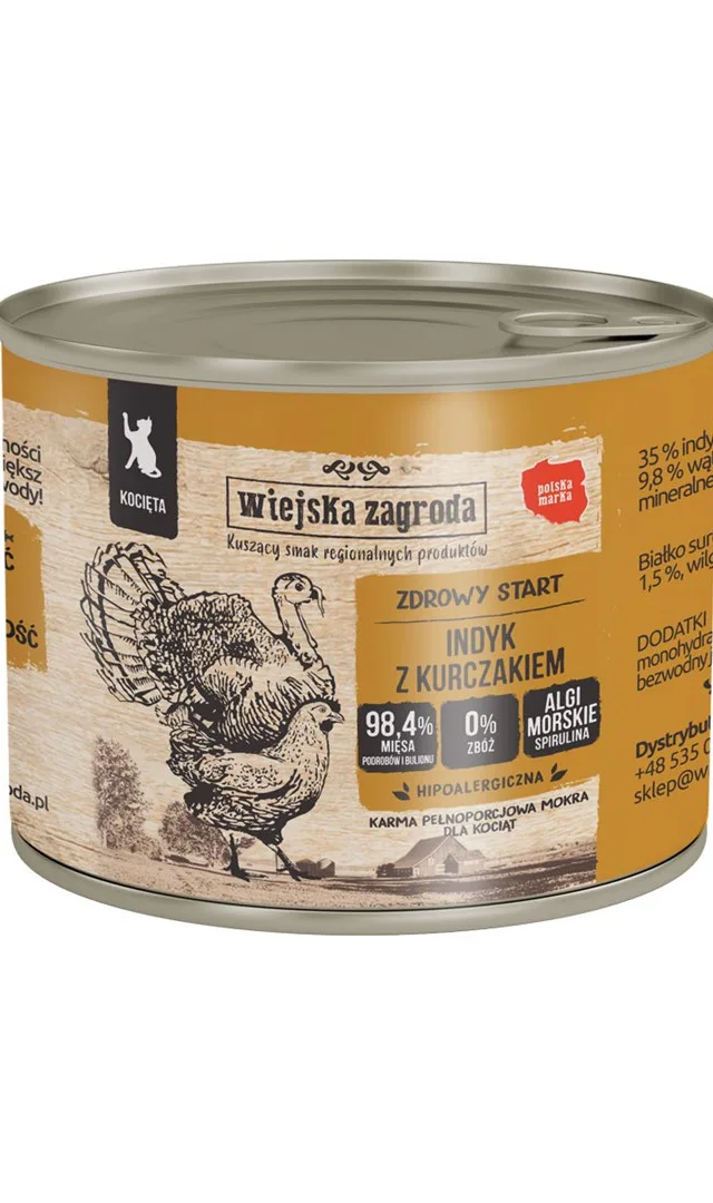 WIEJSKA ZAGRODA Turkey And Chicken For Kittens - Wet Cat Food - 200g
