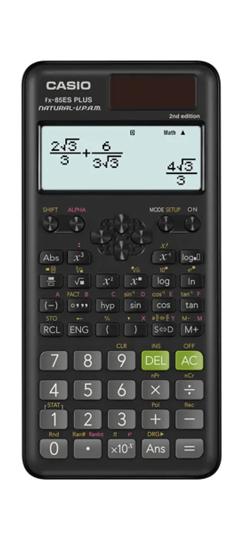 CASIO FX-85ESPLUS-2 B CALCULATOR SCIENTIFIC 252 FUNCTIONS 77X162MM CARDBOARD BOX BLACK